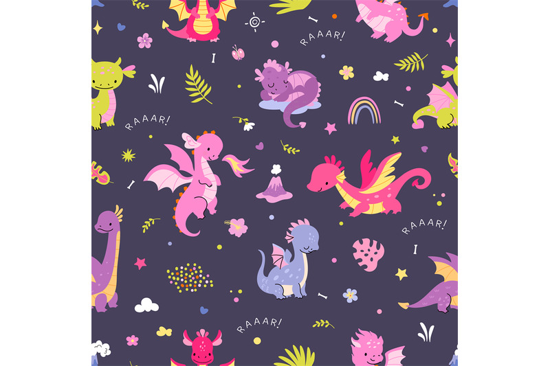 cartoon-dragon-seamless-pattern-cute-dragons-and-rainbow-childish-fab