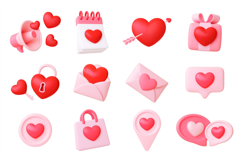 3d-love-icons-social-media-various-symbols-with-hearts-message-mega