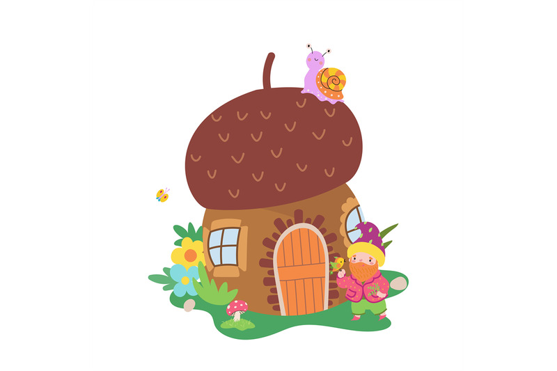 mushroom-house-and-dwarf-snail-and-bird-cartoon-magic-childrens-prin