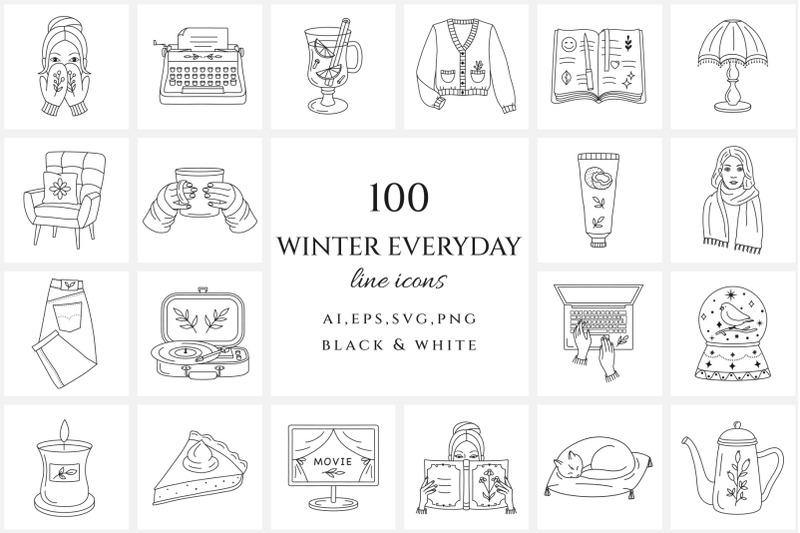 winter-everyday-line-icon-set