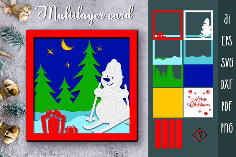 multilayer-card-snowman-and-gifts