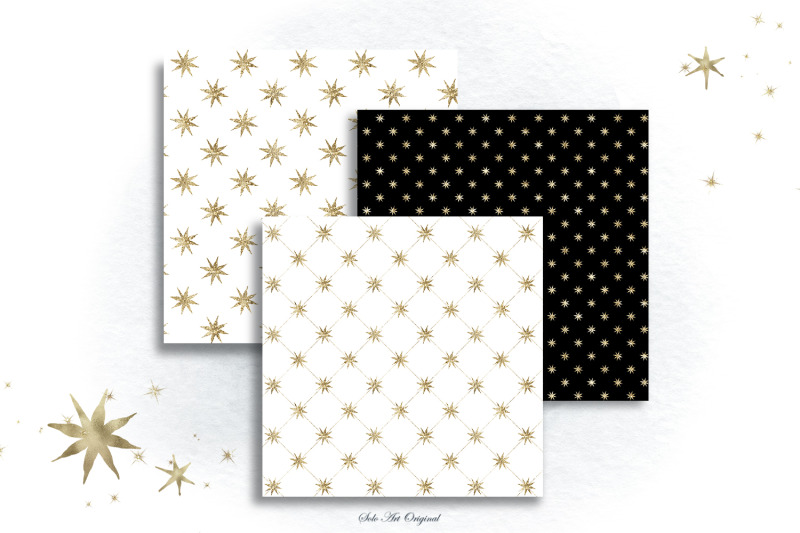 gold-foil-christmas-black-and-white-digital-paper-printable-scrapbook