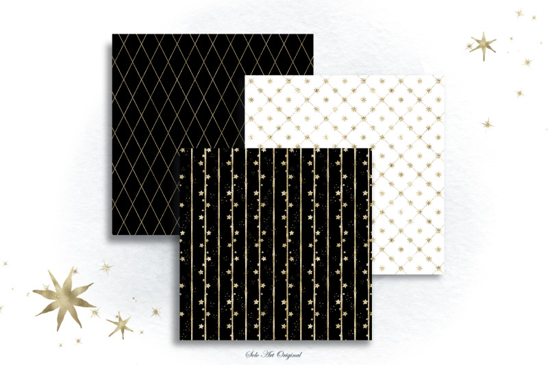 gold-foil-christmas-black-and-white-digital-paper-printable-scrapbook