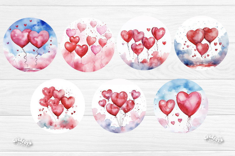 round-earring-sublimation-bundle-valentine-earrings-flower-hearts-wate