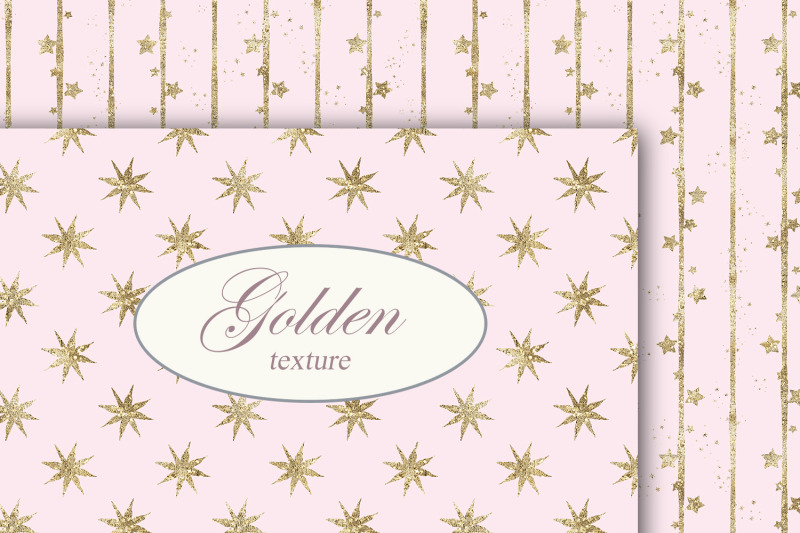 pink-gold-star-geometric-patterns-green-gold-foil-digital-paper