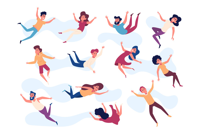 flying-characters-happy-dreaming-people-falling-in-action-poses-exact