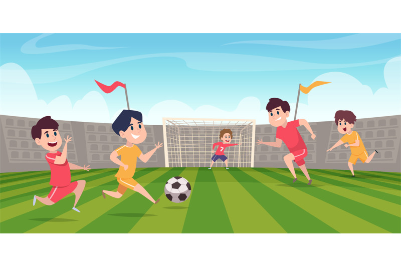 football-team-kids-playing-with-ball-on-stadium-field-exact-vector-ca