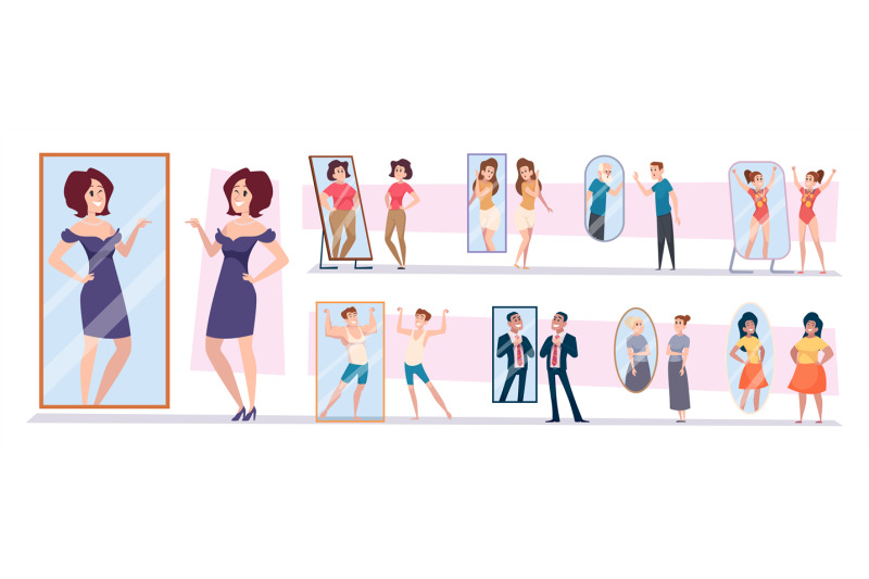 mirror-view-male-and-female-characters-looking-mirror-exact-vector-il