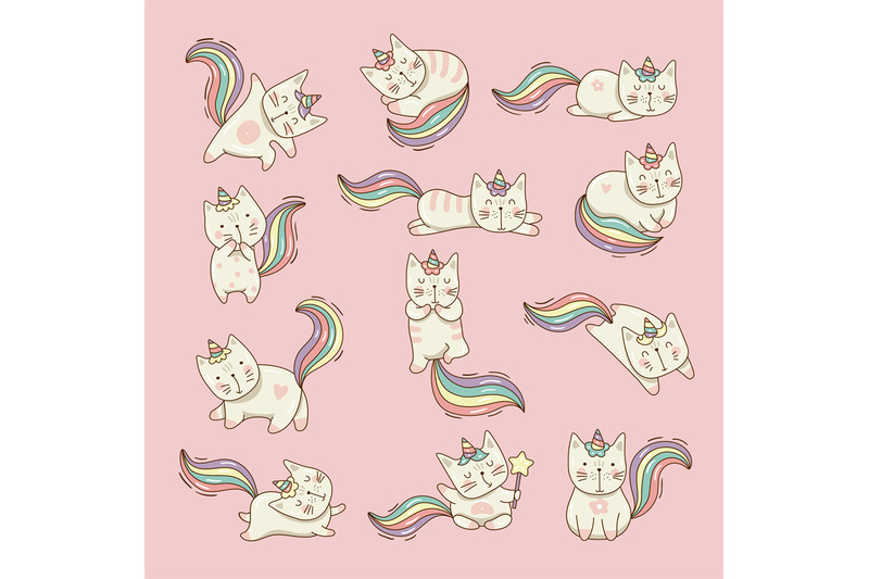 cat-unicorn-cute-little-domestic-fantasy-animals-kawaii-stylized-cats