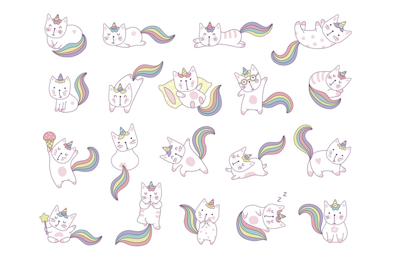 kawaii-cats-funny-happy-animals-fantasy-unicorns-in-action-poses-rece