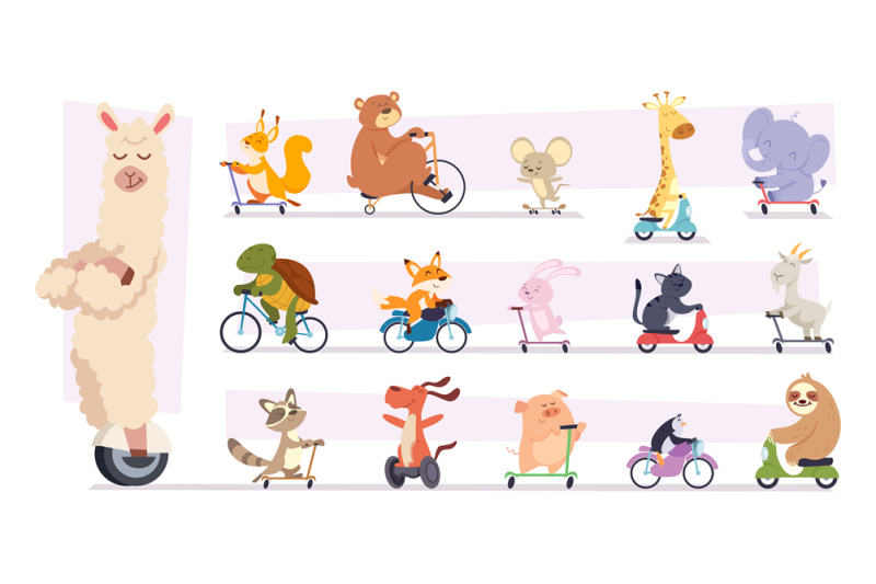 animals-riding-cartoon-mascots-wild-animals-riders-various-vehicles-b