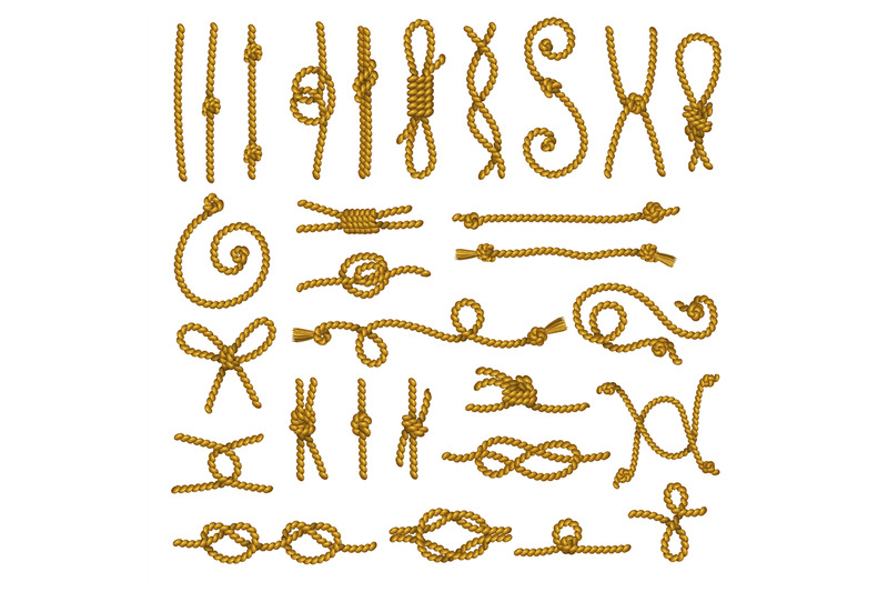 rope-pieces-curved-marine-rope-pieces-with-knot-recent-vector-illustr