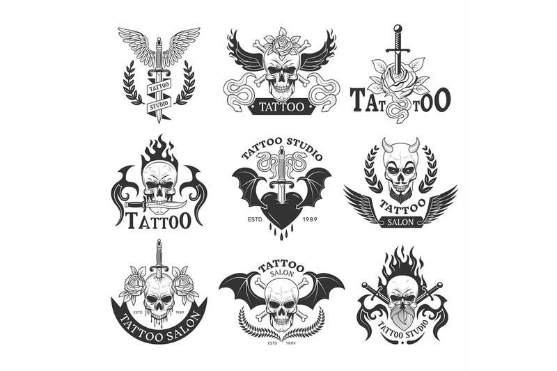 tattoo-labels-badges-for-human-skin-recent-vector-fashioned-templates