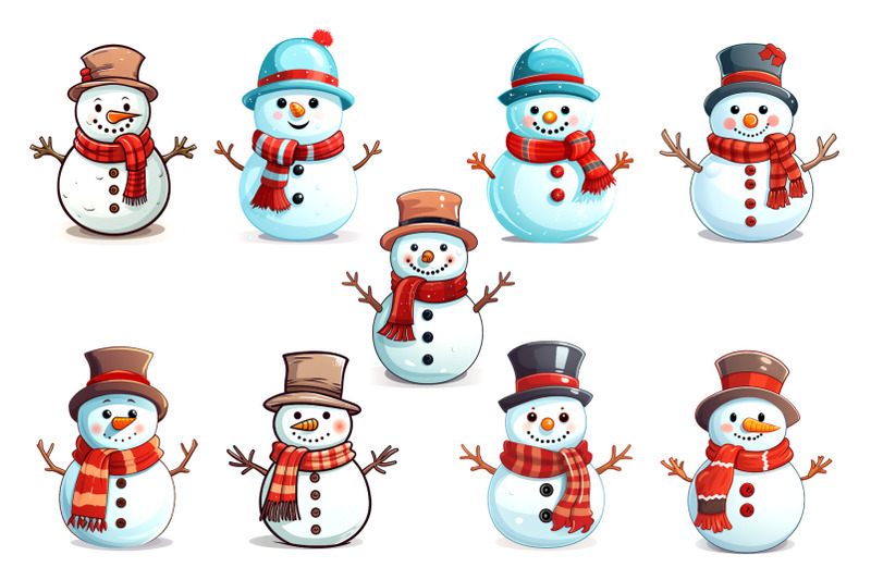 cartoon-christmas-snowmans-png-bundle