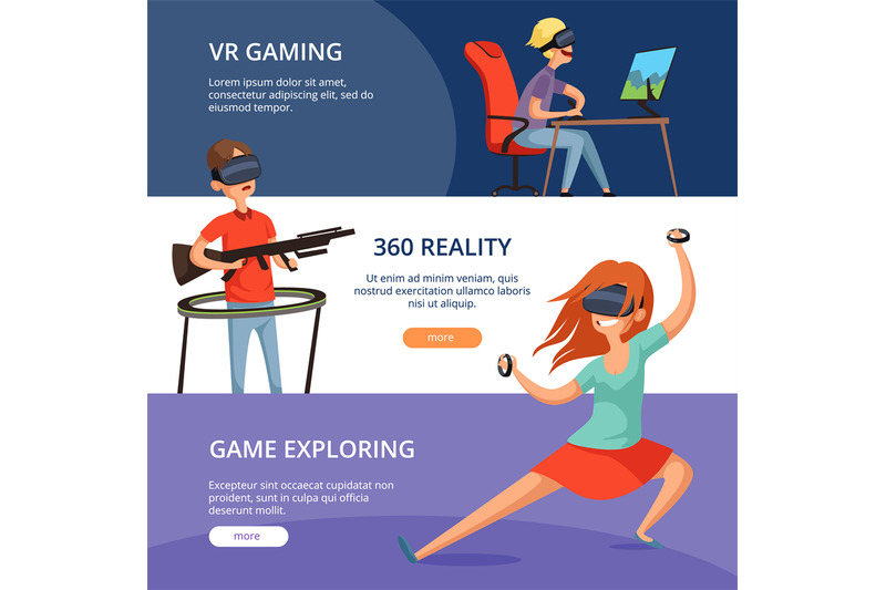 gaming-banners-geek-teenagers-playing-to-video-games-vector-print-te