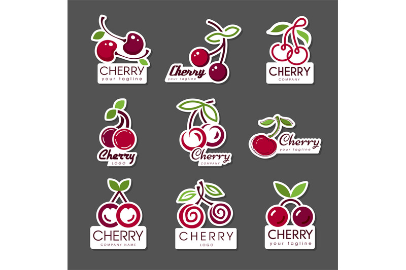 cherry-logo-stylised-fruits-pictures-with-place-for-text-recent-vecto