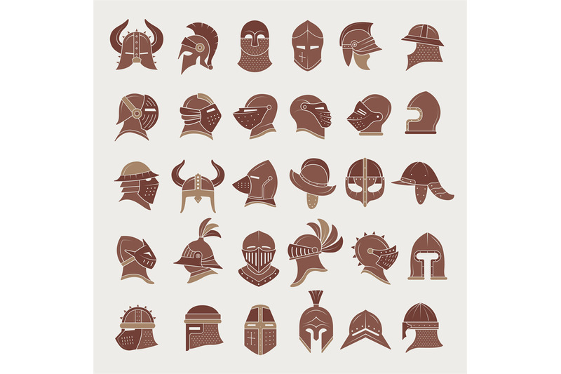 medieval-helmets-head-protection-for-ancient-warriors-recent-vector-i