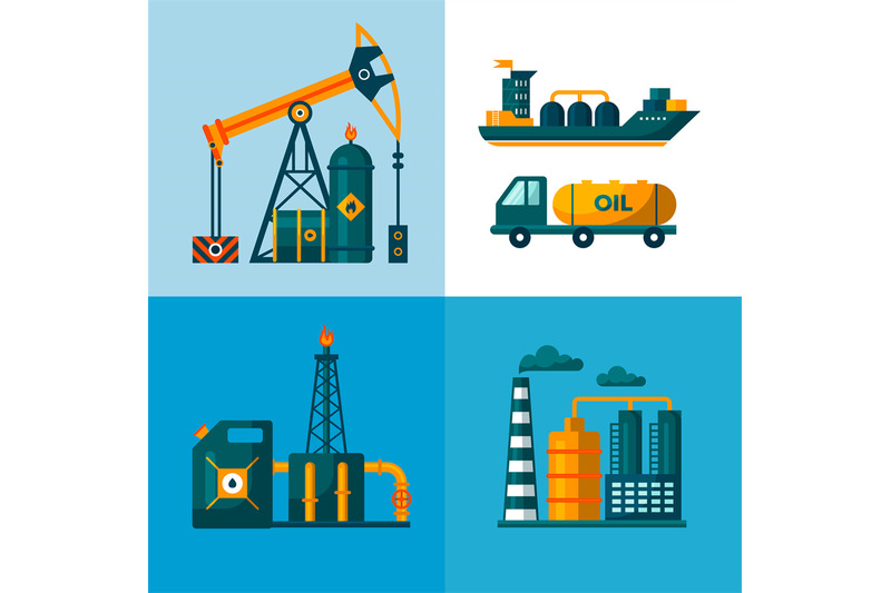 gas-oil-industry-concept-vector-illustrations-in-circle-backgrounds