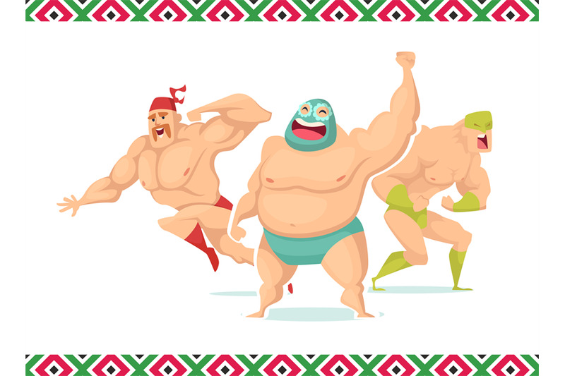 lucha-libre-strong-mexican-characters-fighters-vector-cartoon-people