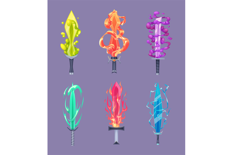 magic-sword-game-weapons-in-fairytale-colored-flame-exact-vector-pict