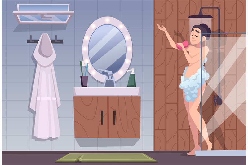 shower-fast-daily-morning-routine-people-bathing-exact-vector-cartoon