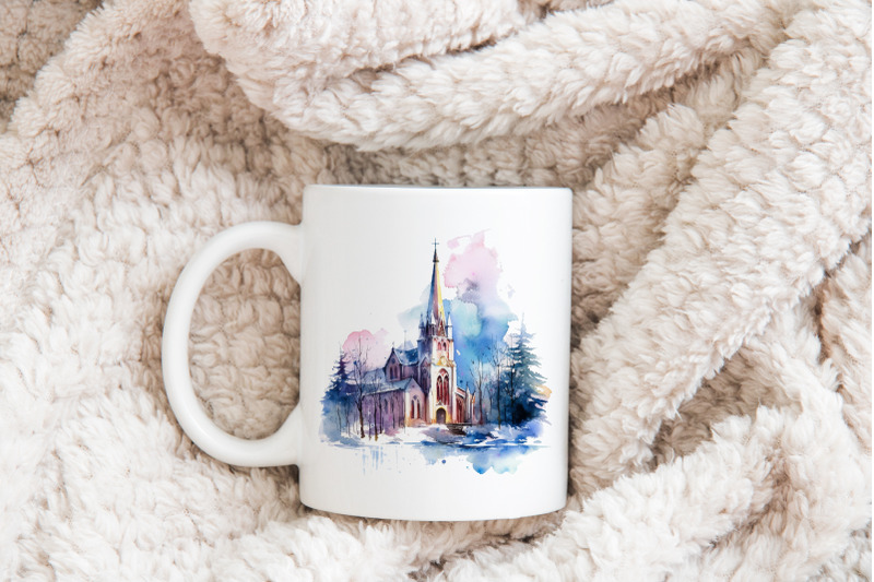 watercolor-winter-church-sublimation-png