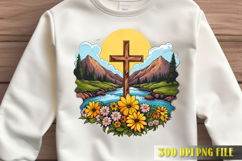 mountain-cross-scenery-art