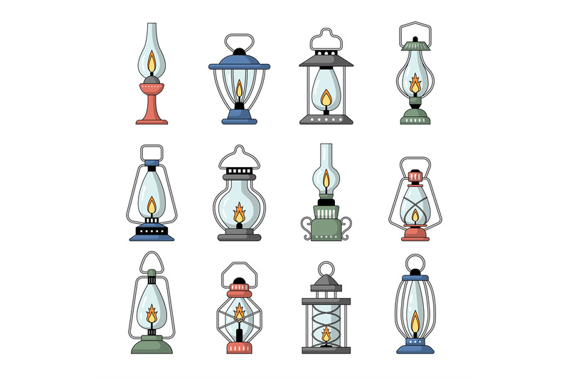 vintage-lanterns-silhouettes-of-gas-lamps-recent-vector-retro-night-e