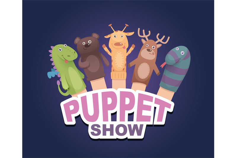 puppet-show-cartoon-animals-socks-puppets-vector-logotype-for-theatr