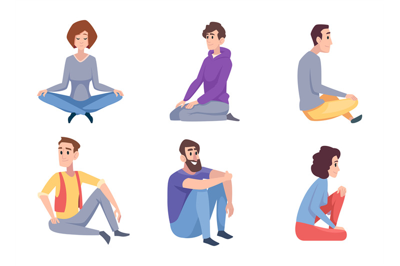 sitting-knees-people-male-and-female-sitting-on-floor-different-poses