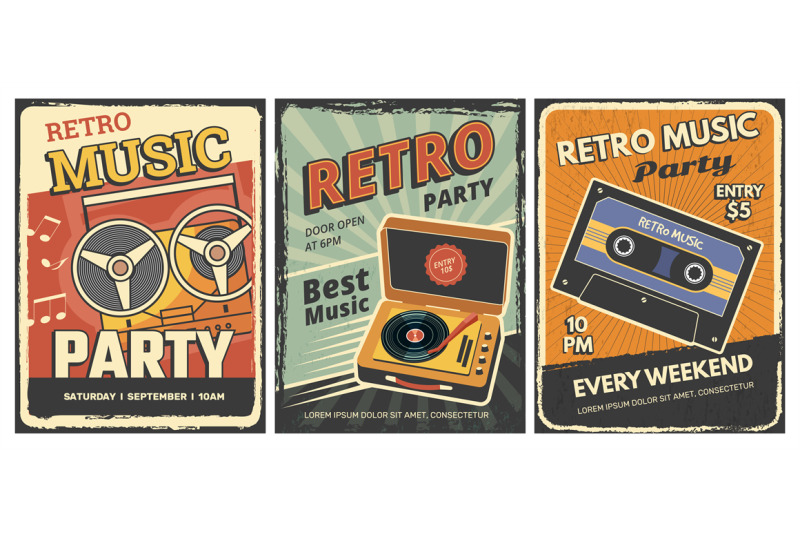 poster-retro-music-audio-vintage-gadgets-players-headset-vynil-radio