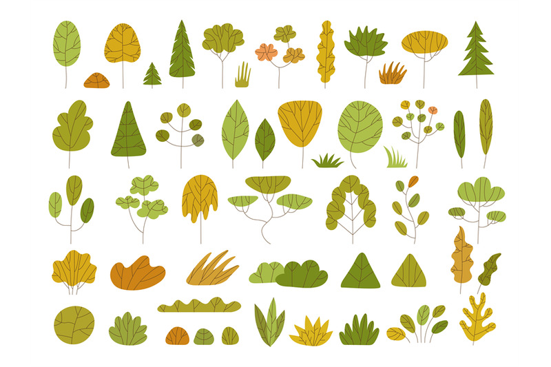 flat-tree-garden-natural-floral-collection-of-weather-symbols-recent