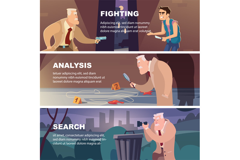 detective-agency-print-banners-with-working-detective-analysis-search