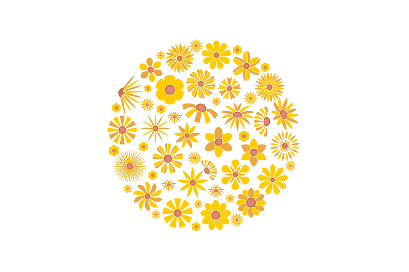 flowers-in-circle-yellow-beautiful-flowers-in-round-shape-vector-bac