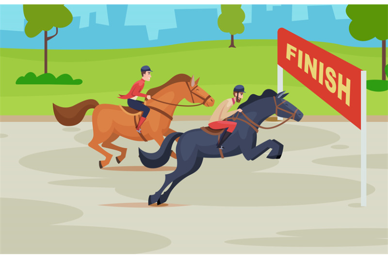 horse-riders-equestrian-sport-competition-vector-background