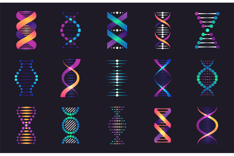 dna-spirals-collection-biotechnology-and-genetic-research-models-dna