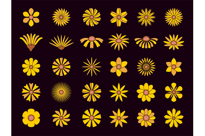 yellow-flowers-stylized-flowers-different-round-forms-for-logotypes-d