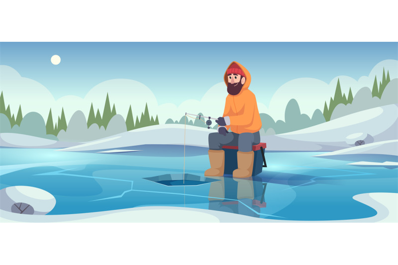 winter-fishing-background-fisherman-with-rod-sitting-on-ice-and-fishi