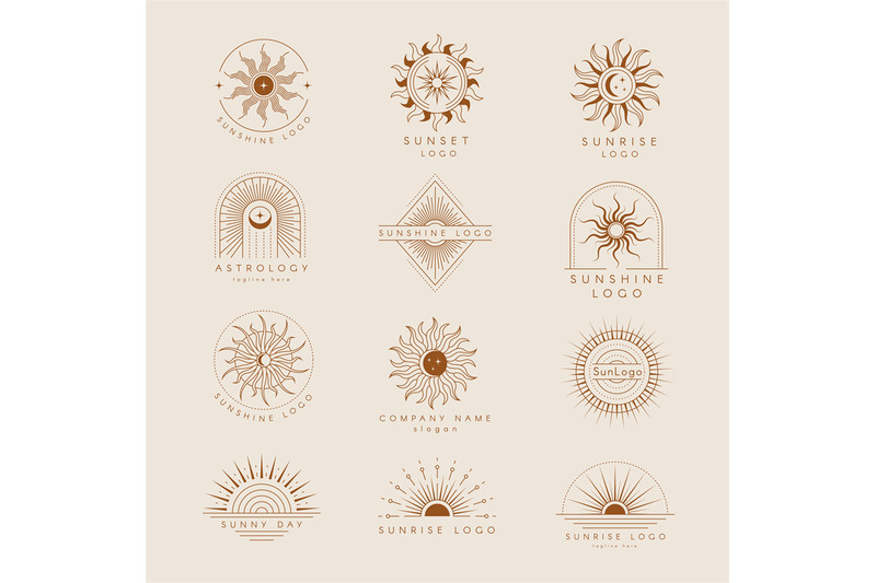 sun-logo-badges-or-emblems-with-starburst-linear-trendy-style-recent