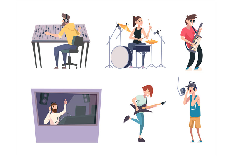 music-studio-sound-production-singers-at-workplace-exact-vector-carto