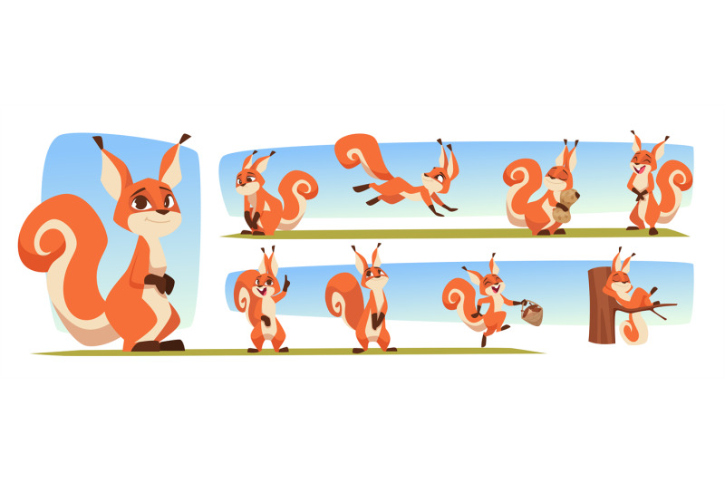 squirrel-forest-animal-in-cartoon-style-action-poses-and-funny-emotio