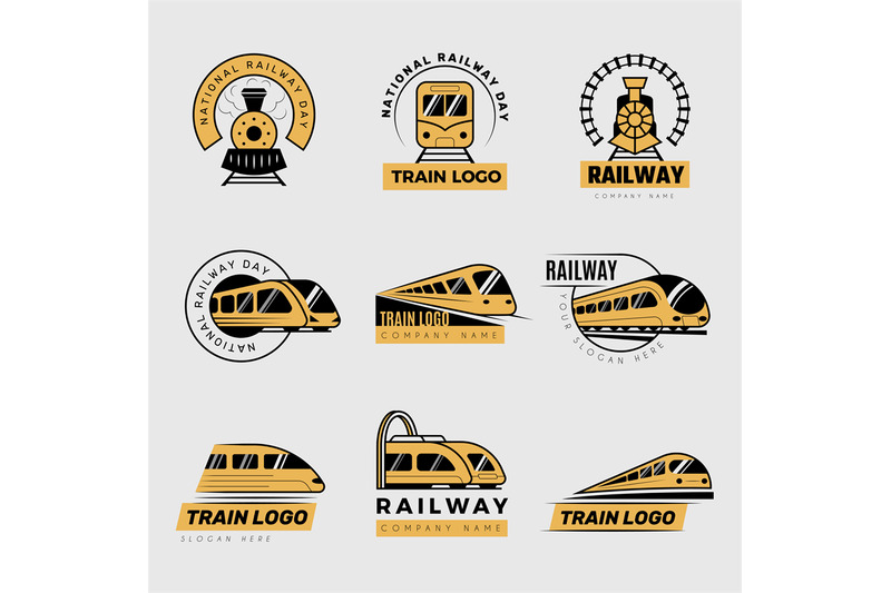 train-logo-railway-transport-symbols-collection-recent-vector-stylize