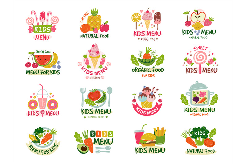 kids-menu-logo-emblem-for-kids-restaurants-with-colored-text-and-styl