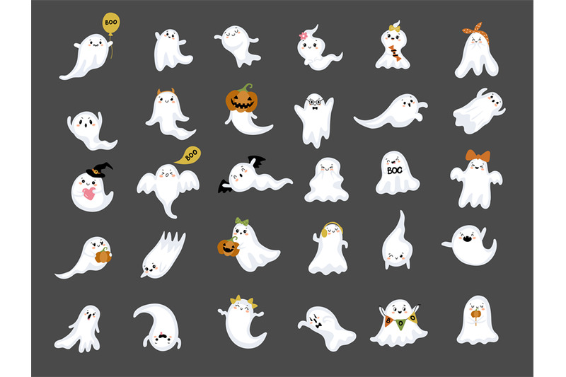 little-ghosts-facial-expressions-of-creepy-happy-ghosts-recent-vector