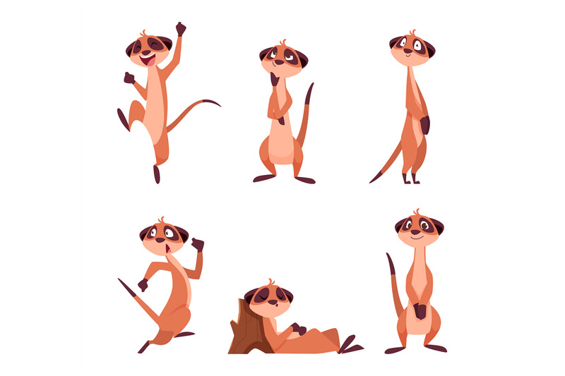 meerkats-african-wild-animals-meerkats-in-action-poses-exact-vector-s