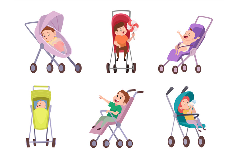 children-in-strollers-funny-boys-and-girls-little-kids-walking-in-car