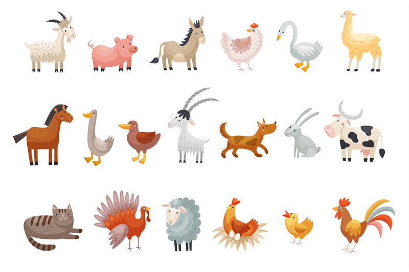 farm-animals-different-animals-set-cow-horse-sheep-ram-recent-vector