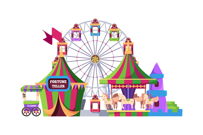 entertainment-park-activity-for-happy-kids-carousel-vector-cartoon-b