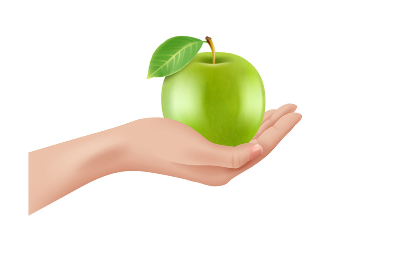 hand-holding-apple-green-healthy-apple-in-woman-hand-vector-realisti