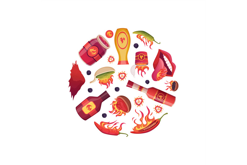 hot-species-in-circles-round-shapes-background-with-chilli-spices-and